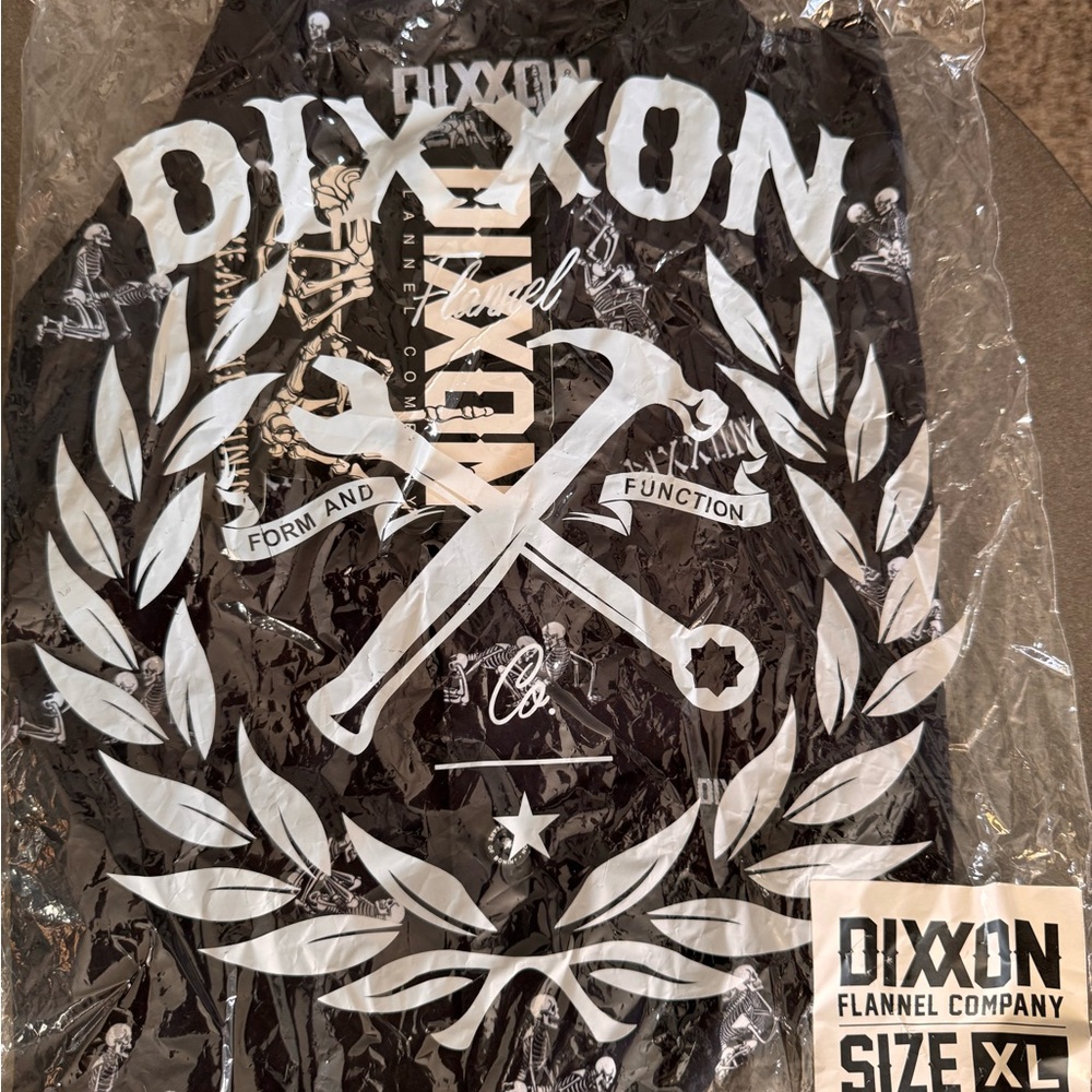 DIXXON Black and White Casual Button Down Shirt with Crest Graphic